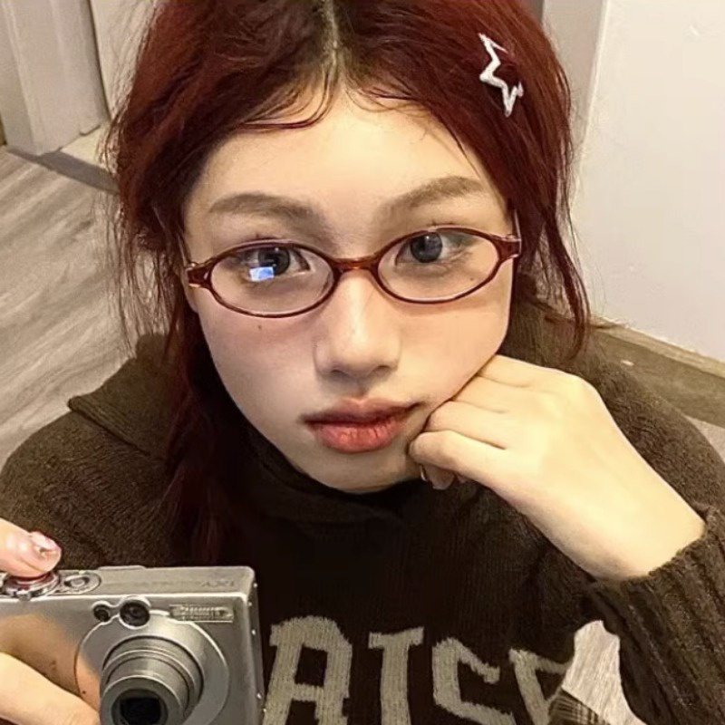 We flower Mắt Kính Gọng oval Màu Nâu Phong Cách vintage Thời Trang Cho Nữ