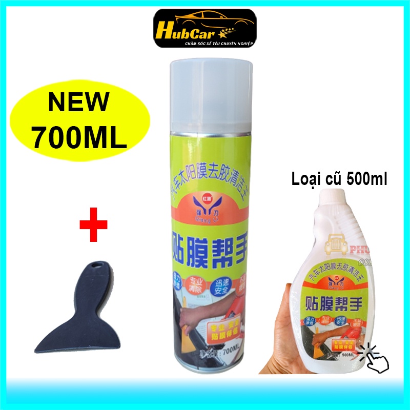 Dung Dịch Tẩy Keo Dán Film Cách Nhiệt Cũ Tẩy Vết Băng Dính Cho Xe Ô Tô Xe Máy Dung Tích 700ml Kèm Vòi Xịt Và Gạt Nhựa