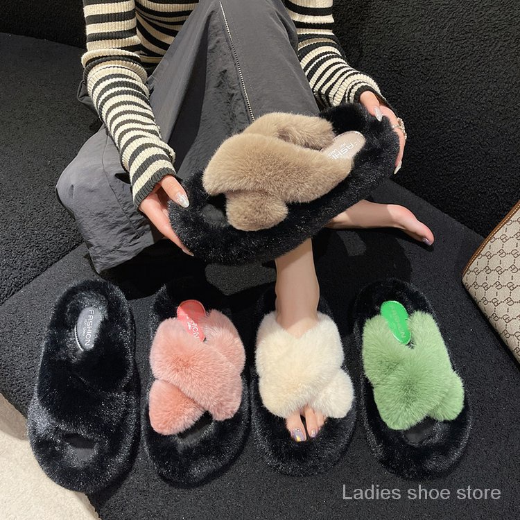 Dép Đi Trong Nhà Đế Cao Su Phối Lông Nhân Tạo 3-5cm