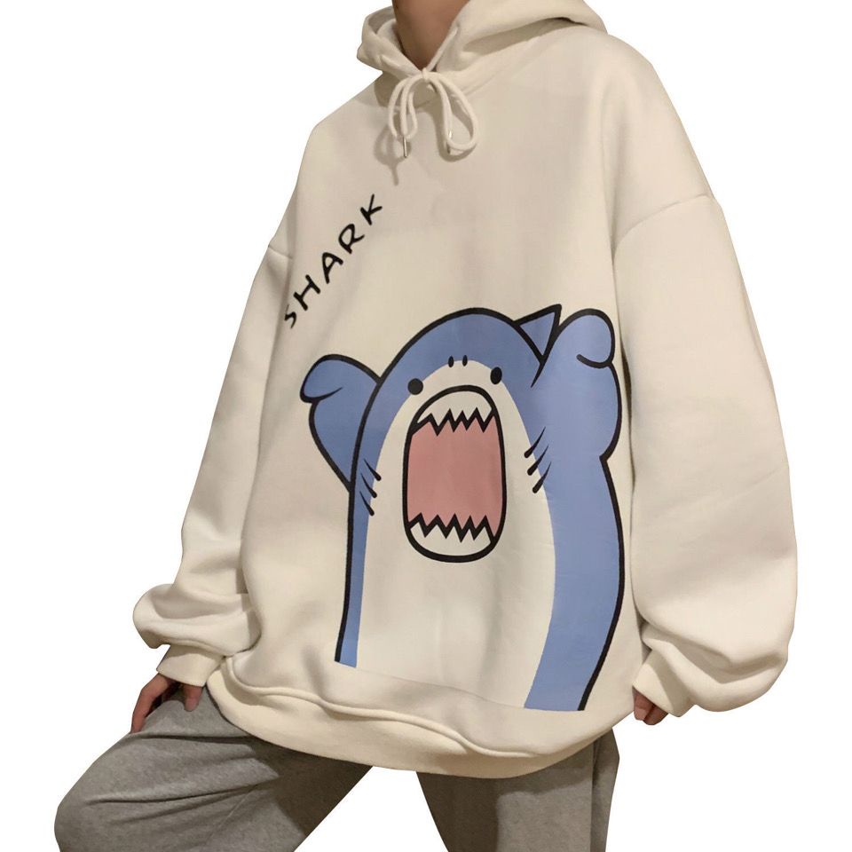Áo hoodie Nam In Hình Cá Mập Phong Cách Hàn Quốc Mới