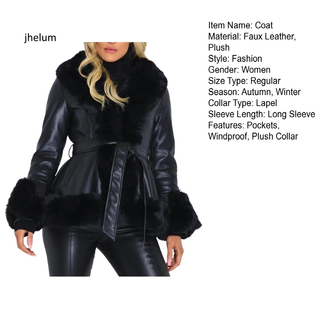 Áo Khoác Giả Da Tay Dài Có Túi Thời Trang Thu Đông Cho Nữ