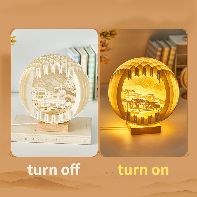 Đèn Ngủ Bằng Giấy Chạm Khắc Sáng Tạo Lãng Mạn Trang Trí Phòng Ngủ