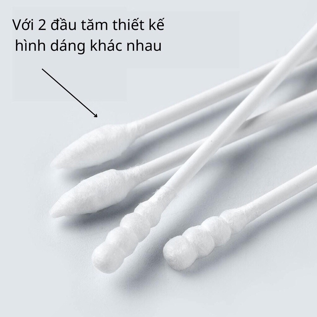 Hộp 200 tăm bông 2 đầu vệ sinh tai, mũi - kháng khuẩn, mềm mịn hhy
