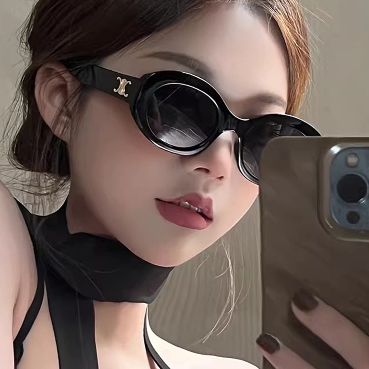 Kính Râm Nhựa Hình oval Chống Tia uv400 Phong Cách Hàn Quốc Thời Trang Cho Nữ