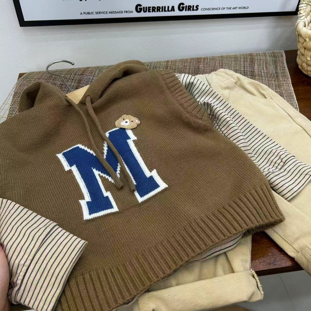 Áo Khoác Len Không Tay Có Mũ Trùm Thời Trang Mùa Thu 2023 Cho Bé Trai Và Bé Gái