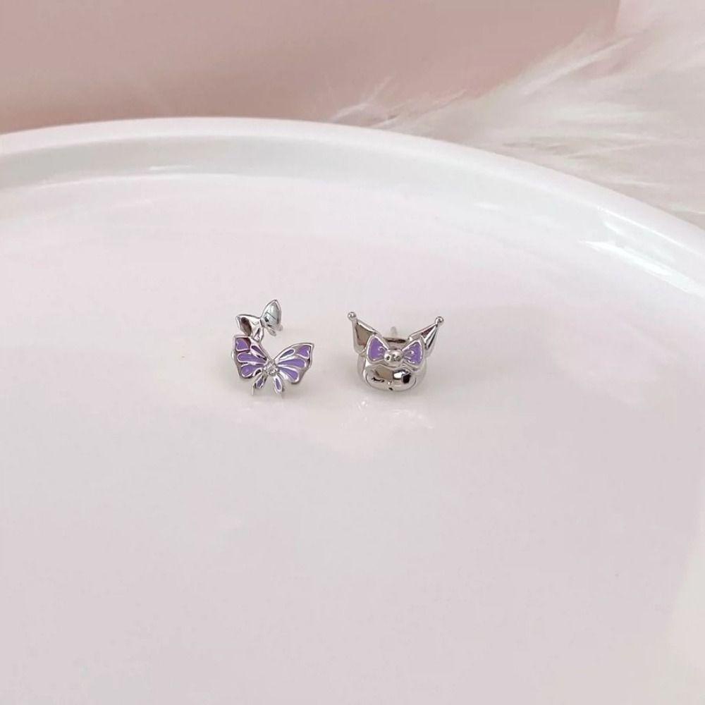 Bliss koakuma kuromi Khuyên Tai Xỏ Hình Trái Tim Nhỏ Xinh Ngọt Ngào Phong Cách gothic Cho Nữ