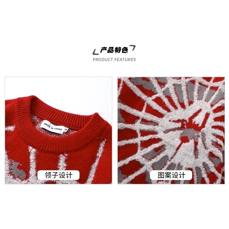 Áo sweater Cổ Tròn Tay Dài In Hình Nhện Phong Cách hip hop Đường Phố Mỹ Mới 2023 Cho Nam Và Nữ
