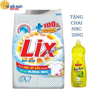 Bột giặt Lix Extra Hương Hoa 2,4kg đậm đặc Tặng chai nước rửa chén 200g