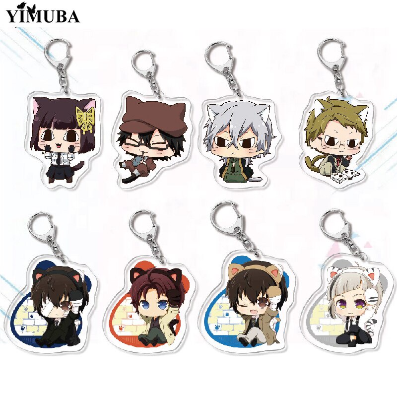 Móc khoá Popular Anime Bungou Stray Dogs Dazai Osamu Cosplay Figures Cat Series Phụ Kiện Trang Trí Balo Túi xách