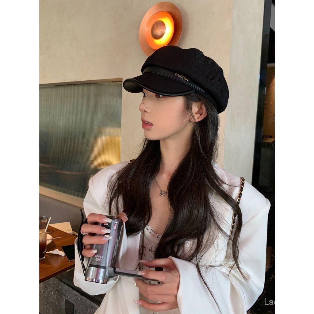 Mũ beret Màu Đen Phong Cách retro Nhật Bản Cao Cấp