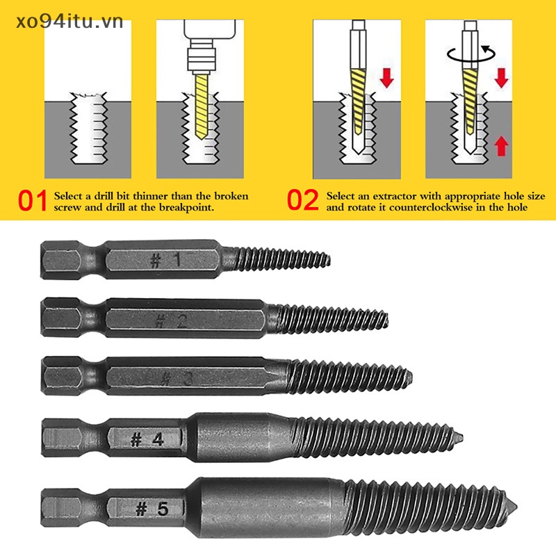 Xoitu set 5 Mũi Khoan Tháo Gỡ Bu Lông Gãy Chuyên Dụng vn