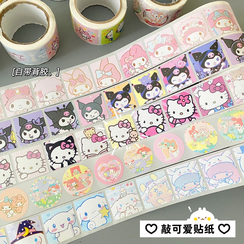 SANRIO Cuộn 200 Miếng Dán Họa Tiết Hoạt Hình kuromi kawaii Trang Trí laptop diy