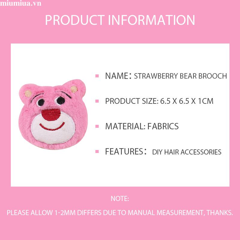 Miumiua🔮Ghim Cài Áo Hình Gấu / Dâu Tây Bằng Bông Dễ Thương Thời Trang Cho Nữ / Trẻ Em