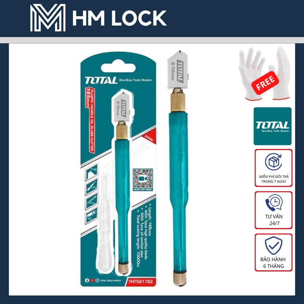 165mm DAO CẮT KÍNH TAY CẦM NHỰA TOTAL - HÀNG CHÍNH HÃNG - THT561782 - HM LOCK