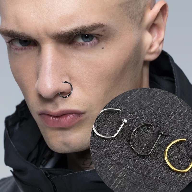 Khuyên Kẹp Mũi Không Xỏ Bằng Thép Không Gỉ y2k Thời Trang Cá Tính Cho Nam Nữ