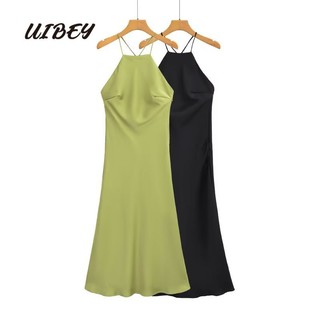 Uibey Đầm Lụa satin Lưng Cao Hở Lưng Quyến Rũ Thời Trang 1609