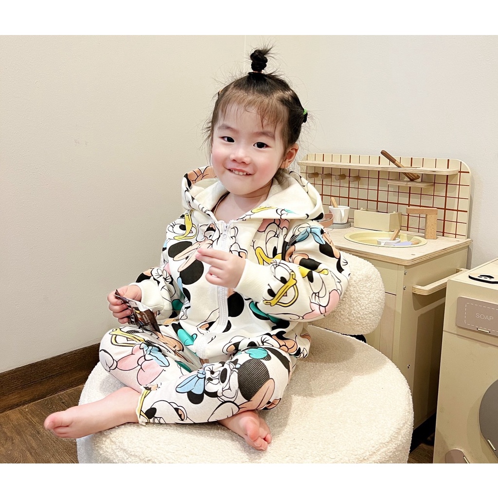 ✨MALINHKID✨BN03- Bộ MICKEY mũ xanh kéo khoá trẻ em VNXK