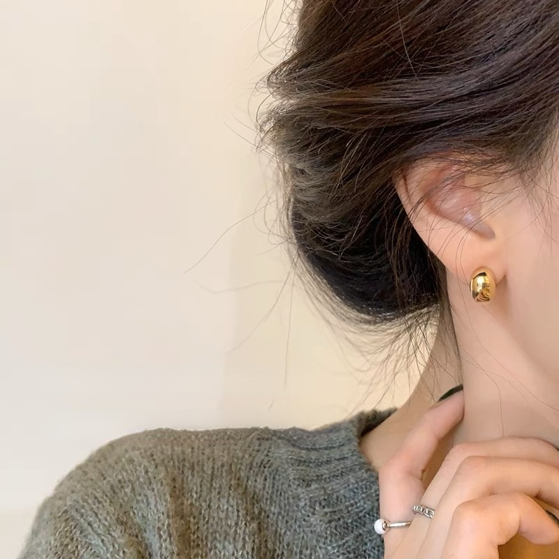 Sang Trọng Bông Tai Mạ Bạc 925 Hình Hạt Đậu Đáng Yêu Cho Nữ