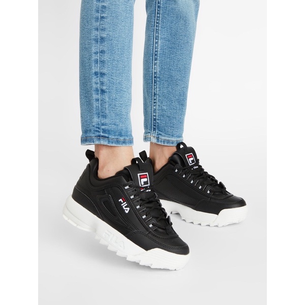 Giày thời trang FILA Disruptor 2 Sneakers Unisex. full Đen và đen đế trắng, giày nhẹ, đế cao, chính hãng