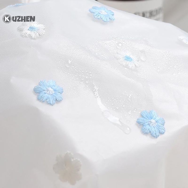Mũ tắm KUZHEN hai lớp dày dặn thêu hoa chống nước và dầu cho phòng tắm/ spa