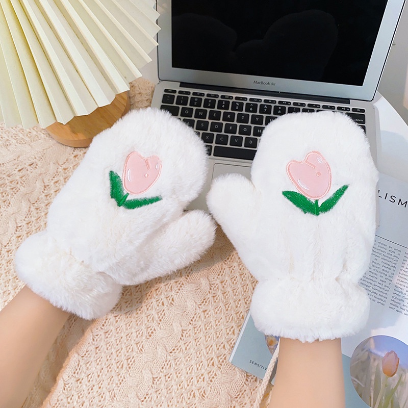 Dễ Thương Găng Tay Giữ Ấm Mùa Đông Hình Gấu Bông Dày Dặn Chống Lạnh Cho Nữ