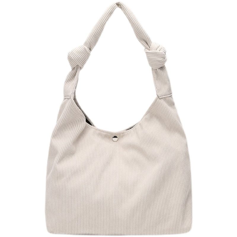 Túi tote Đeo Vai Vải Nhung Kẻ Kích Thước Lớn Màu Cam Phong Cách Hàn Quốc Đơn Giản Dành Cho Nữ