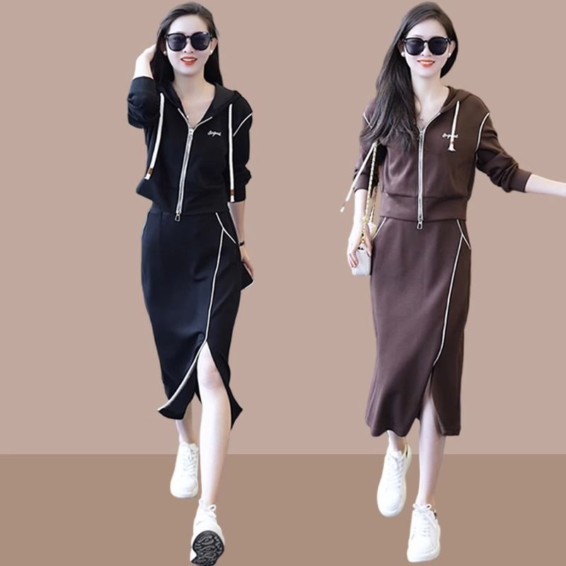 Set Áo Váy Màu Tương Phản Thời Trang Mùa Thu Cho Nữ 120kg