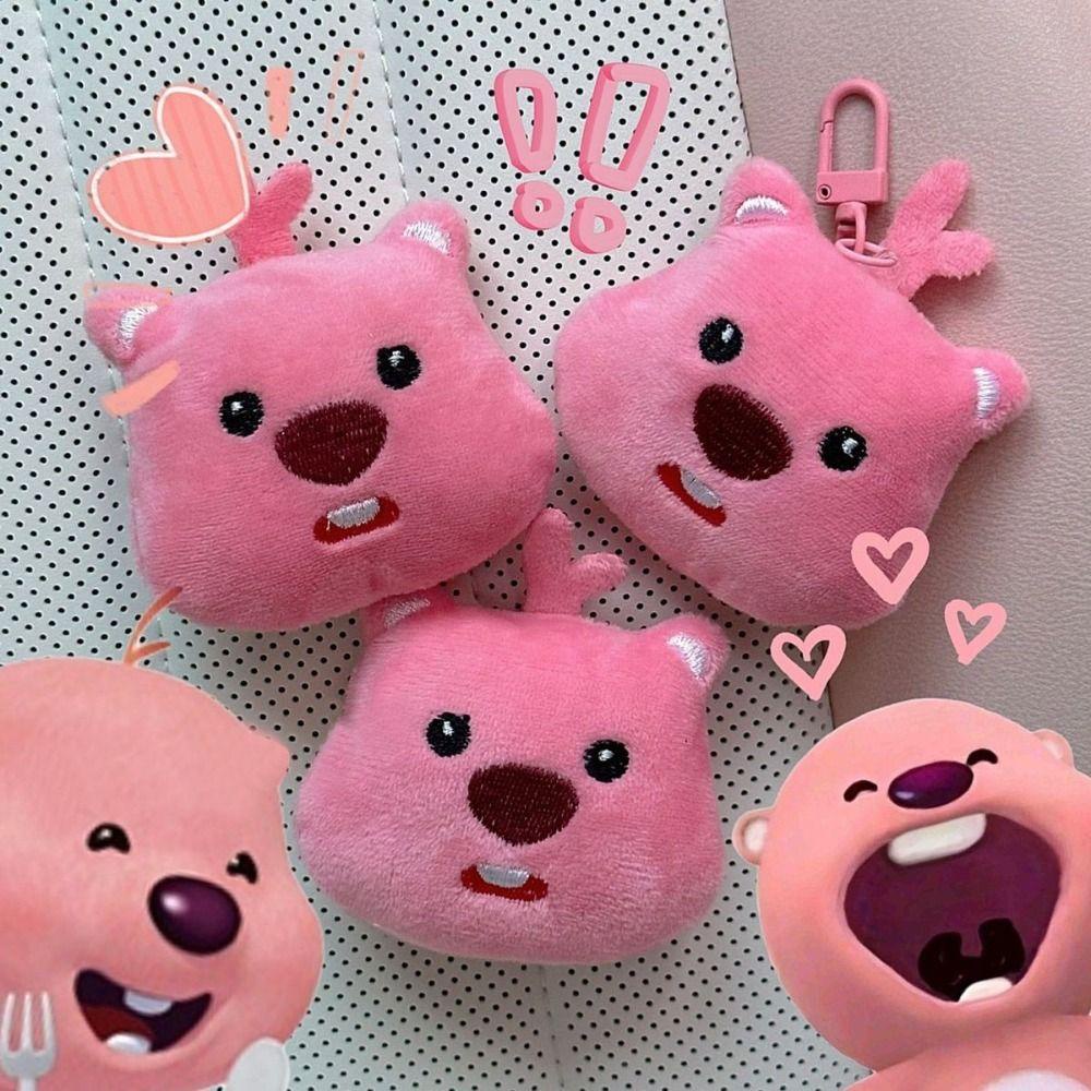 Shanhai Móc Chìa Khóa Bằng Sợi Bông Màu Hồng Poror Hoạt Hình Dễ Thương Vui Nhộn Phong Cách Hàn Quốc