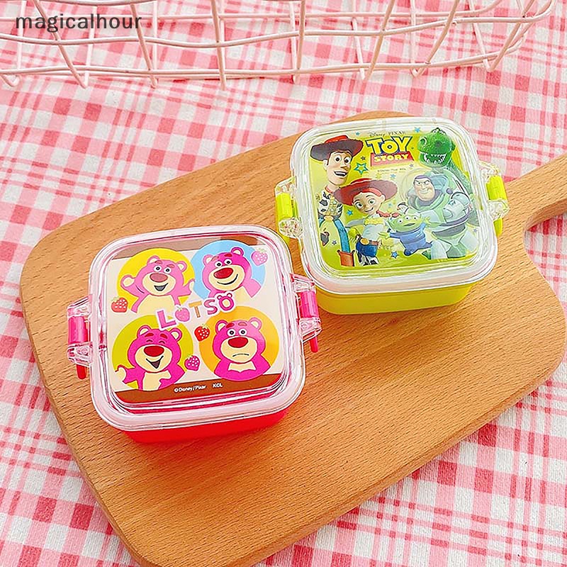 Magicalhour ^ ^ Hộp cơm Bằng Nhựa Họa Tiết Hoạt Hình Dễ Thương Có Khóa Bảo Quản Thức Ăn Tươi Mới Cho Bé Gái * Đồ Ăn Gia Đình