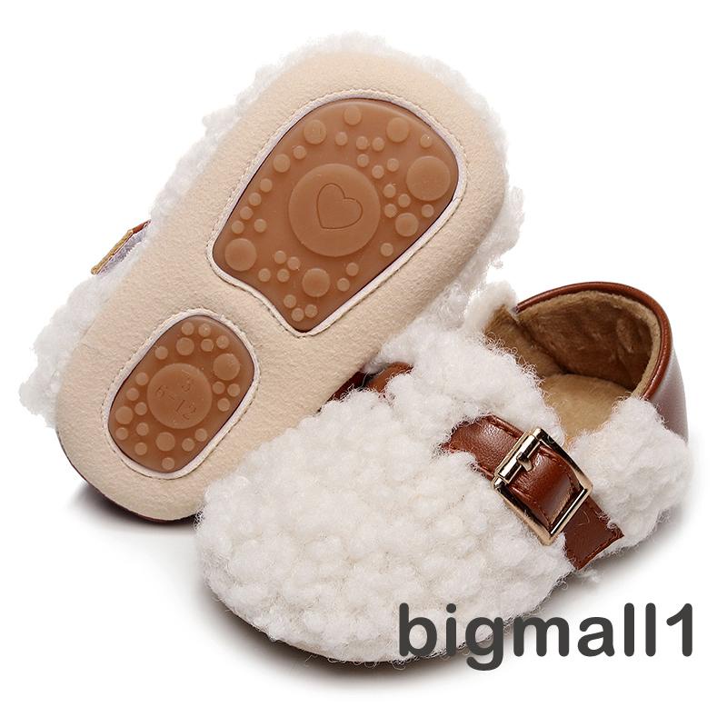 Bigmall Giày Lông Cừu Đế Mềm Chống Trượt Mùa Đông Cho Bé Gái