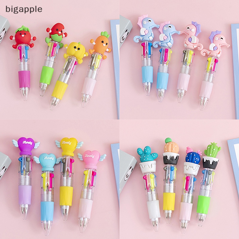 Bigapple Bút Bi mini 4 Màu Ngẫu Nhiên Hình Động Vật Hoạt Hình Dễ Thương Đa Ứng Dụng Làm Quà Tặng Cho Học Sinh / Văn Phòng