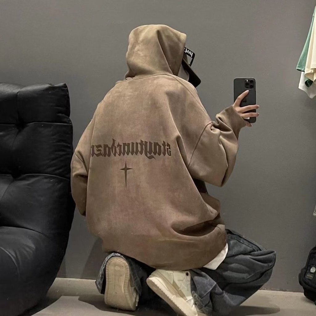 Áo Hoodie Dáng Rộng Phong Cách retro Đường Phố Mỹ Cá Tính Cho Nam