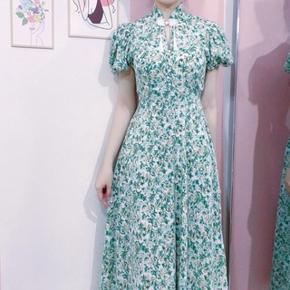 Đầm Maxi Hoa Cổ Tàu Đi Tiệc Chất Lụa Mango