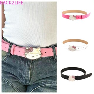 Thắt Lưng Da pu y2k Khóa Kim Loại Hình Mèo Đính Đá Thời Trang Phong Cách Hàn Quốc Cho Nữ Y2Lilife