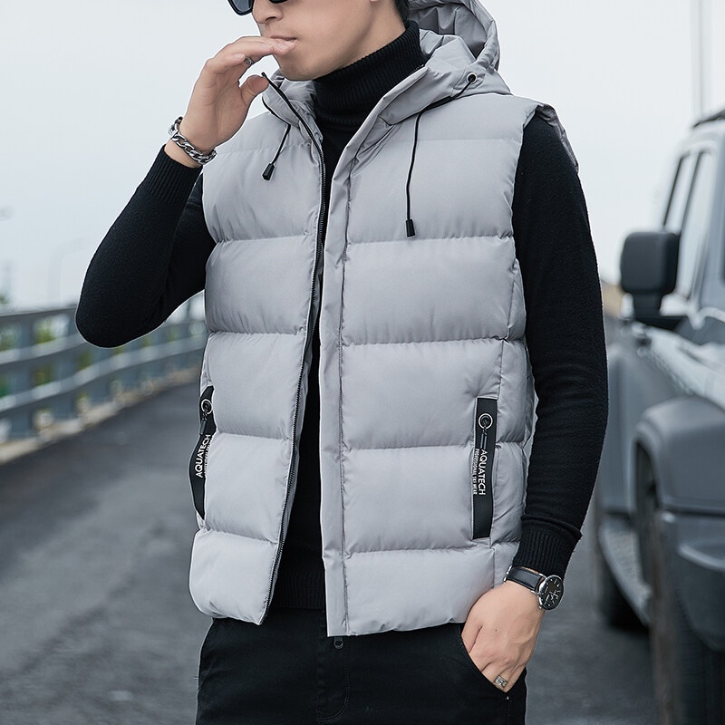 Áo Khoác Phao Sát Nách Cổ Đứng Đệm cotton Dày Giữ Ấm Thời Trang Thu Đông Cho Nam