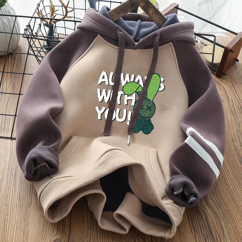 Áo Hoodie Dày Dặn Giữ Ấm Thời Trang Mùa Đông Cho Bé Trai 4-13 Tuổi