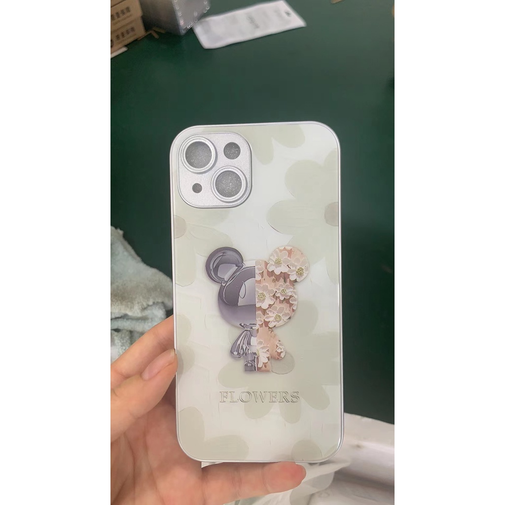 Ốp Điện Thoại Mặt Kính Hình Gấu Cho iphone 14 13promax 12 pro 11 15