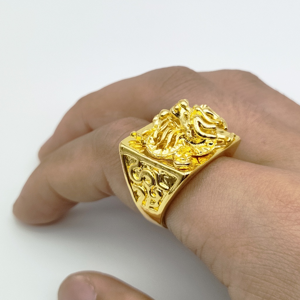 Nhẫn Thép Titan Mạ Vàng Hình Rồng 3d Thời Trang