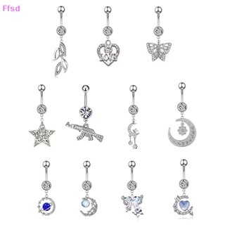  Luimo Khuyên Rốn Bằng Thép Không Gỉ Hình Trái Tim Mặt Trăng Đính Đá zircon Lủng Lẳng Cho Nữ * Bán Chạy 