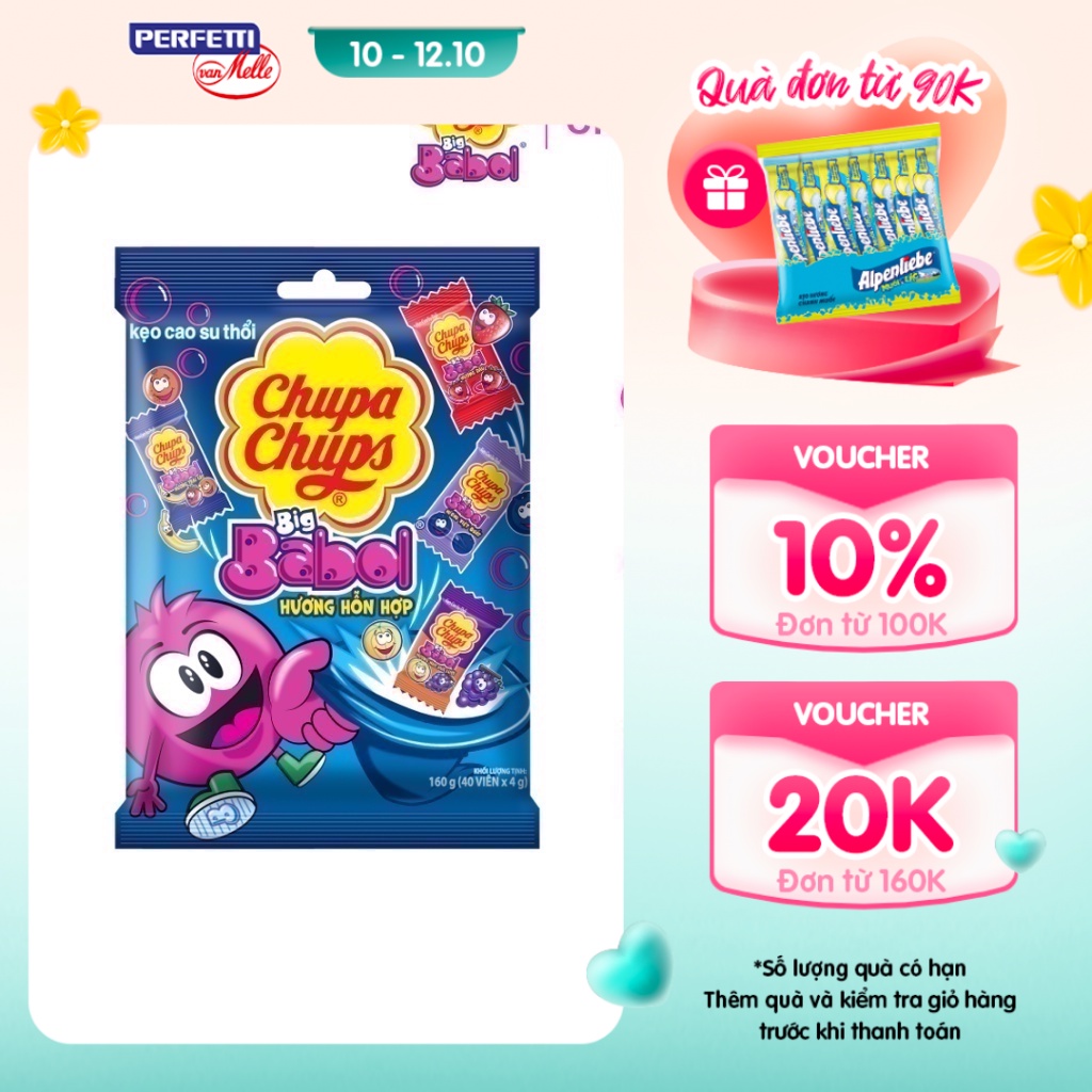 Kẹo gum thổi Big Babol Hương Trái Cây Hỗn Hợp (Gói 40 viên)