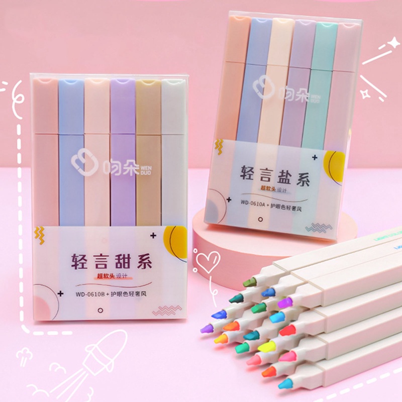 Set 6 Bút Đánh Dấu Nhiều Màu Sắc Xinh Xắn