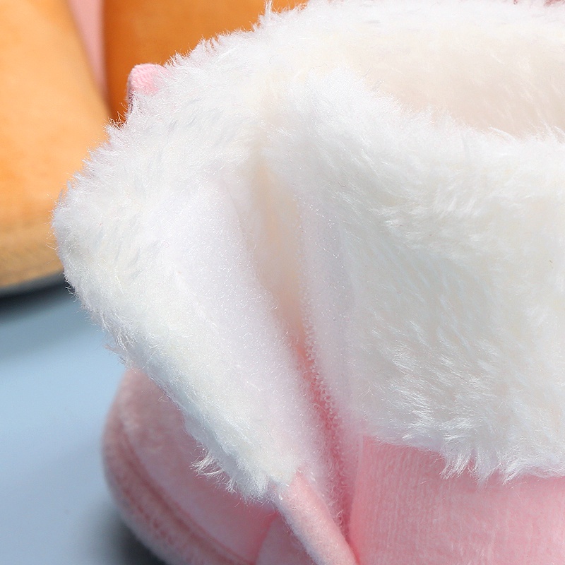 Giày Bốt Vải Lông Mềm Giữ Ấm Thoải Mái Cho Bé Sơ Sinh