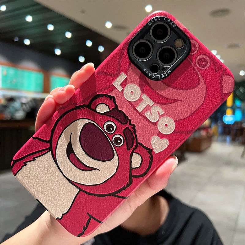 Dễ Thương Ốp Điện Thoại Họa Tiết Gấu Dâu Tây Hoạt Hình Cho iphone 14Promax iPhone14  iPhone13  iPhone12 iPhone11