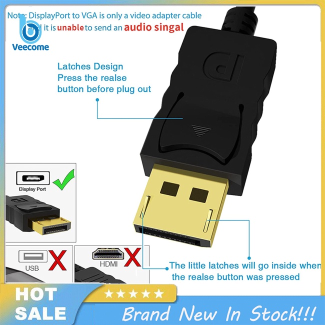 Veecome Dây Cáp Chuyển Đổi Cổng Hdmi Sang vga 1080p 60hz Cho Màn Hình Máy Chiếu laptop