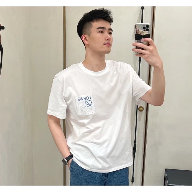 Áo Thun cotton Ngắn Tay Thêu logo Phối Màu Tương Phản Thời Trang Mùa Hè Cho Nam Và Nữ