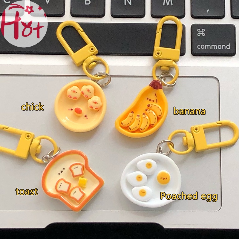 Jr Móc Khóa Hình Bánh Mì Trứng / Chuối Hoạt Hình Sáng Tạo