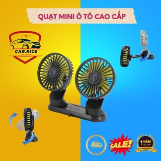 Quạt máy đôi mini 12v, 24v xoay 360 tiện ích trên ô tô – xoay thông minh để trên ô tô siêu mát