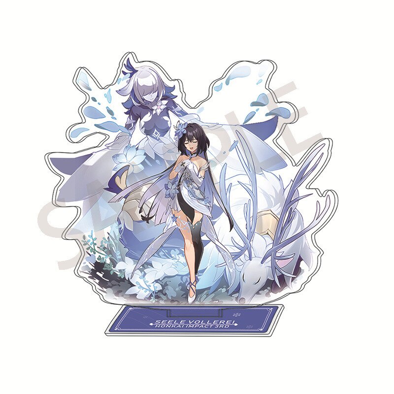 Mô hình Standee Honkai Impact 3 Standing Anime Susana Kiana Kaslana in hình nhân vật 2 mặt rõ nét decor để bàn