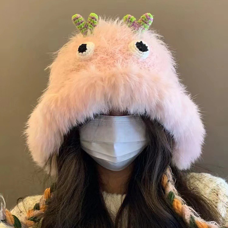 Mũ Len Hình Quái Vật Hoạt Hình Đáng Yêu Giữ Ấm Mùa Thu Đông