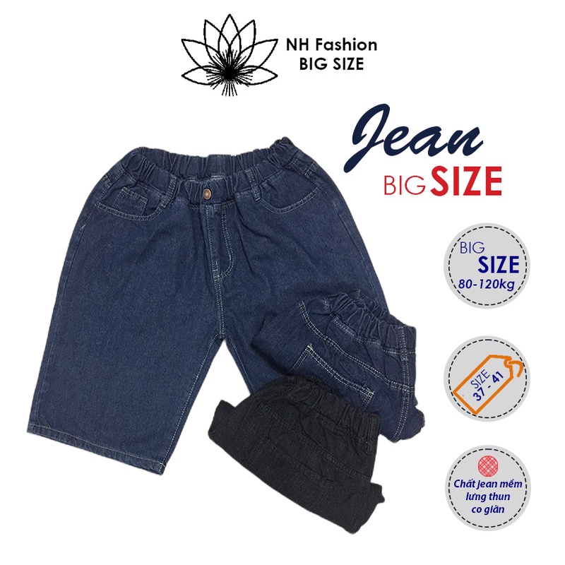 Quần short jean nam BIG SIZE lưng thun, quần nam size to chất jean mềm, mát  - NH BIG SIZE SHOP